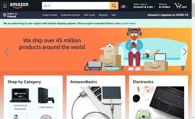 Widok strony Amazon